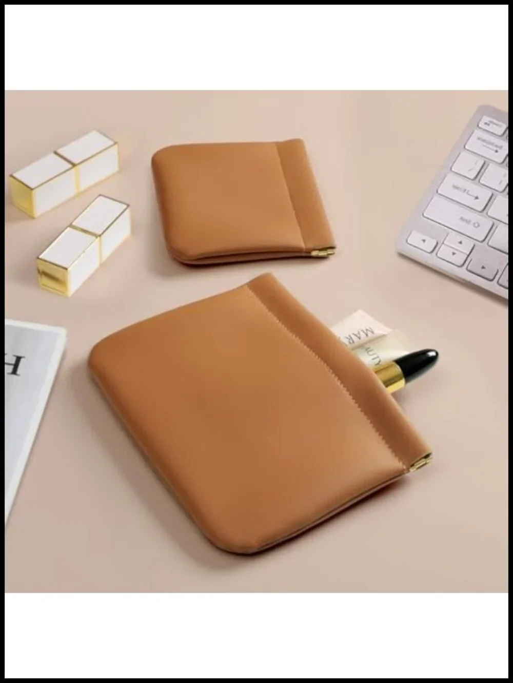 2 Pack Small Makeup Bag for Purse Cosmetic Travel Pouch Silicone Microfiber